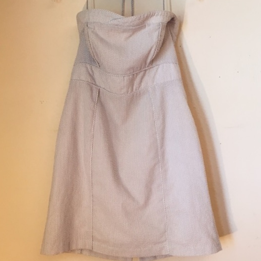 Jolie & Elizabeth Strapless Seersucker Dress Large